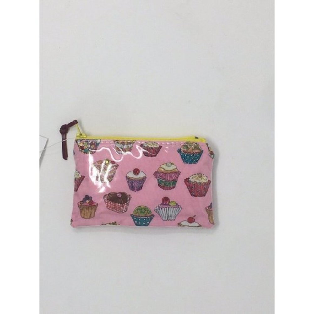 M. Andonia Girls Coin Purse Fabric and Vinyl Pink Cupcake Sweets Desserts NEW